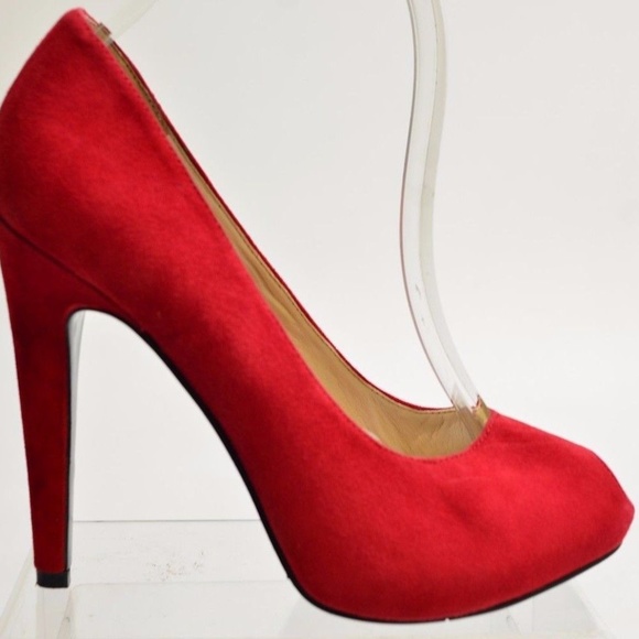 nine west red suede pumps